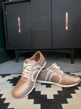 The Root Collective Metallic Rose Gold Women’s Low-Profile Lace-Up Sneakers